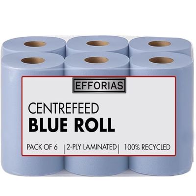 6 X Centrefeed Blue Rolls | 2 Ply Embossed Paper Towels | Strong & Absorbent | 6-Pack | Sustainable & UK Supplier | Perfect for Commercial & Kitchen Use Cleaning Toilet
