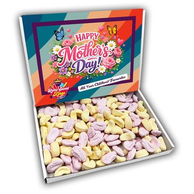 Foam Shrimps and Bananas Happy Mothers Day Sweets Gift Box Hamper (RETRO MOTHERS DAY FRONT)