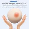 Silicone Breast Forms 1 Pair, Round Self-Adhesive Fake Boobs, H Cup Skincolor Mastectomy Prosthesis for Crossdresser(White,F Cup) view 3