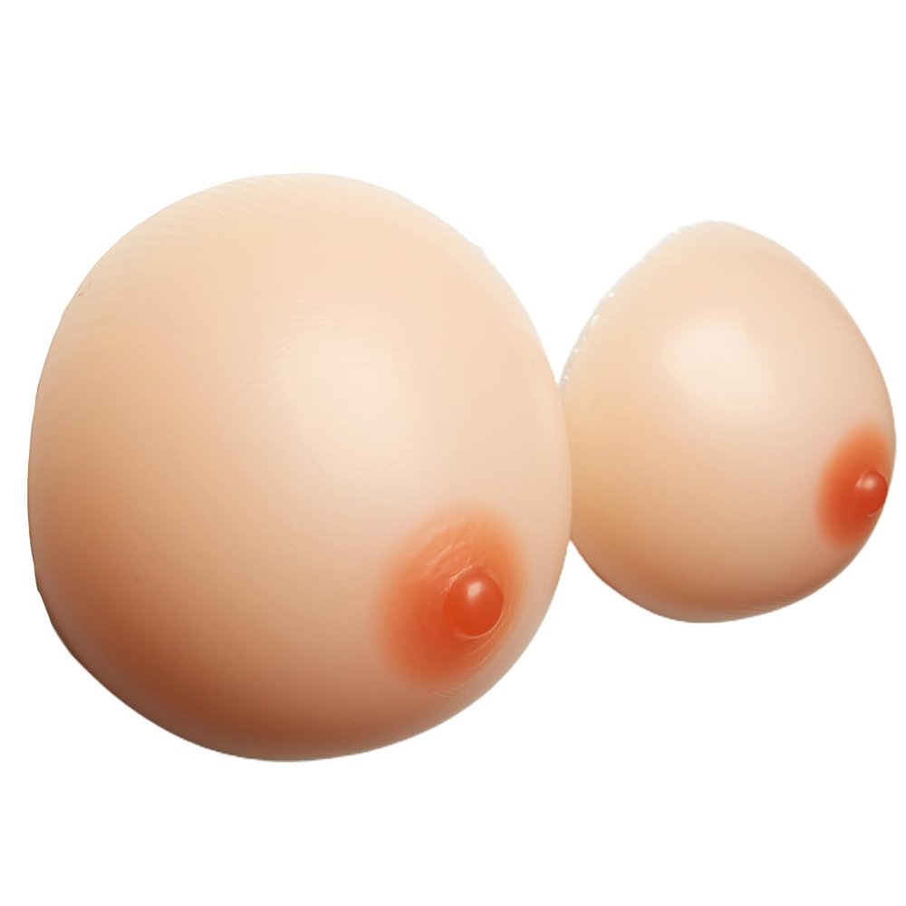 Silicone Breast Forms 1 Pair, Round Self-Adhesive Fake Boobs, H Cup Skincolor Mastectomy Prosthesis for Crossdresser(Skincolor,DD Cup)