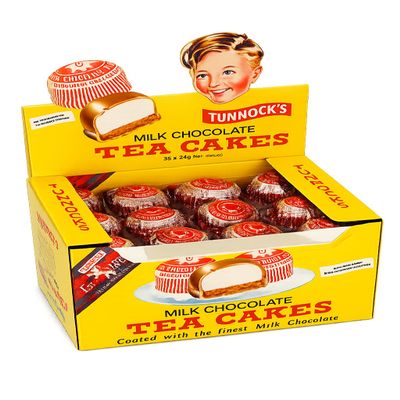 Tunnock's Real Milk Chocolate Tea Cakes, 36 x 24g (Full Box of 3 Dozen) Iconic Scottish Biscuit with Soft Fluffy Marshmallow & Smooth Milk Chocolate Individually Wrapped, Suitable for Vegetarians