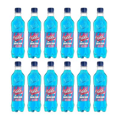 Barr & IRN-BRU & BOTTLES - No Sugar Fizzy Drink Soft Drink Cans Variety Flavours Zero Sugar Carbonated Drinks (Bubblegum Bottles - 500ml x 12Pack)