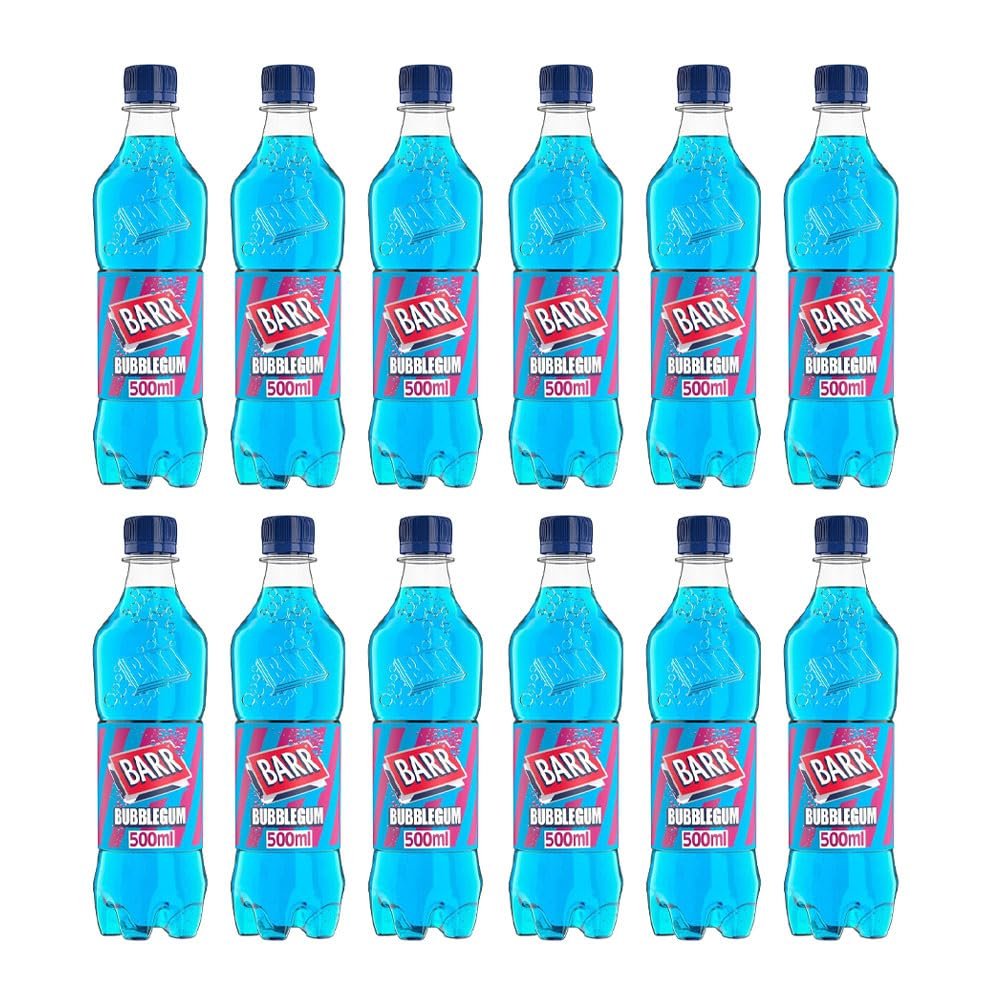 Barr & IRN-BRU & BOTTLES - No Sugar Fizzy Drink Soft Drink Cans Variety Flavours Zero Sugar Carbonated Drinks (Bubblegum Bottles - 500ml x 12Pack)