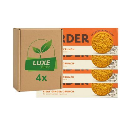 Biscuits Cookies Bakery Snacks Fiery Ginger Crunch 135g Compatible with Border Biscuits By Luxe Bitez (Pack of 4)