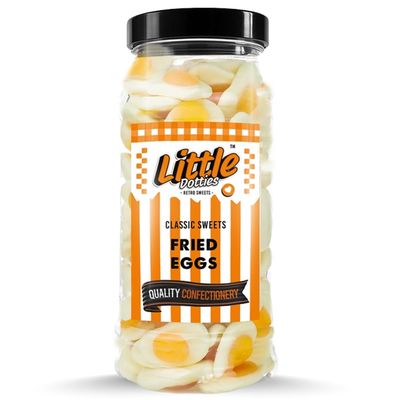 Fried Eggs Retro Gift Sweet Jar by Little Dotties | Traditional Candy Treats | Pick and Mix Sweets | 445 grams | Perfect for: Gifts | Birthdays | Easter | For Sharing