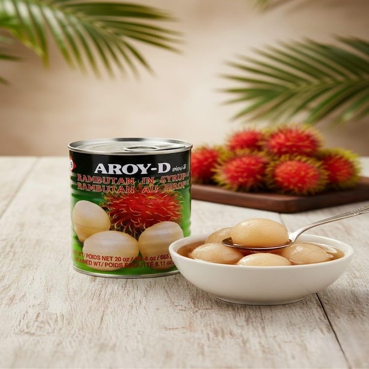 Fakhri AROY-D Canned Rambutan in Syrup Sweet Tropical Dessert Fruit