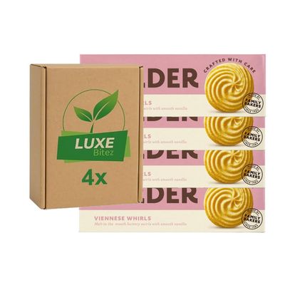 Biscuits Cookies Bakery Snacks Viennese Whirls 145g Compatible with Border Biscuits By Luxe Bitez (Pack of 4)