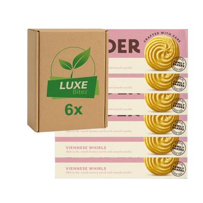 Biscuits Cookies Bakery Snacks Viennese Whirls 145g Compatible with Border Biscuits By Luxe Bitez (Pack of 6)