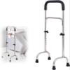 Cane Adjustable Walking Stick, Multifunctional Elderly Aid Frame, Stable Wide Base Stainless Steel Support for Seniors view 1