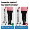 Cane Adjustable Walking Stick, Multifunctional Elderly Aid Frame, Stable Wide Base Stainless Steel Support for Seniors view 3