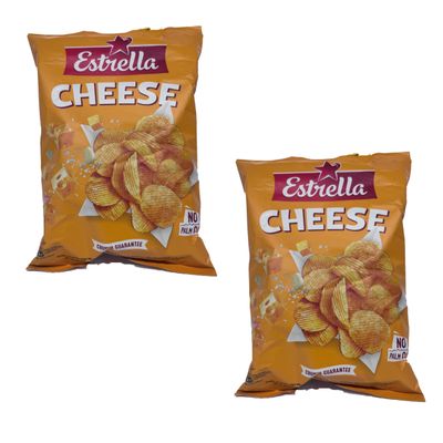 Estrella Cheese Flavour Chips 130G Crinkle Cut Potato Chips, Crispy and Crunchy Taste Product of Lithuania Pack of 2