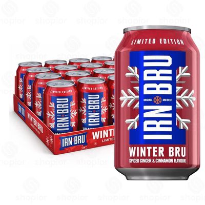 Barr & IRN-BRU & BOTTLES - No Sugar Fizzy Drink Soft Drink Cans Variety Flavours Zero Sugar Carbonated Drinks (IRN-BRU-CANS - 24 x 330ml, Winter Bru Spiced Ginger & Cinnamon)