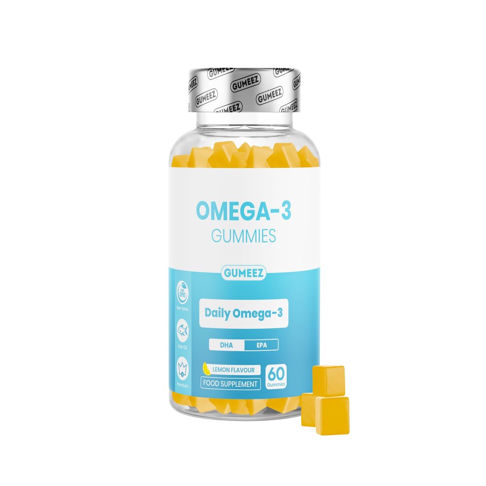 Omega 3 Gummies with DHA & EPA Heart, Brain & Eye Health Support Fish Oil Omega 3 Supplement Chewable Alternative to Omega 3 Capsules Delicious Lemon Flavour 60 Gummies