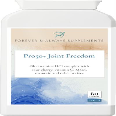 Pro50+ Freedom, Collagen, Bone & Cartilage Formula; Joints & Inflammation; Glucosamine HCl, MSM, Vitamin C, Turmeric, Vegan, Capsule, 60 Count, Forever & Always Supplements