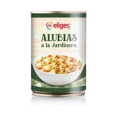 Vegetal Garden Style Beans IFA Eliges 500g Tin Pack of 4 | Spanish White Beans with Vegetables in Tomato Sauce