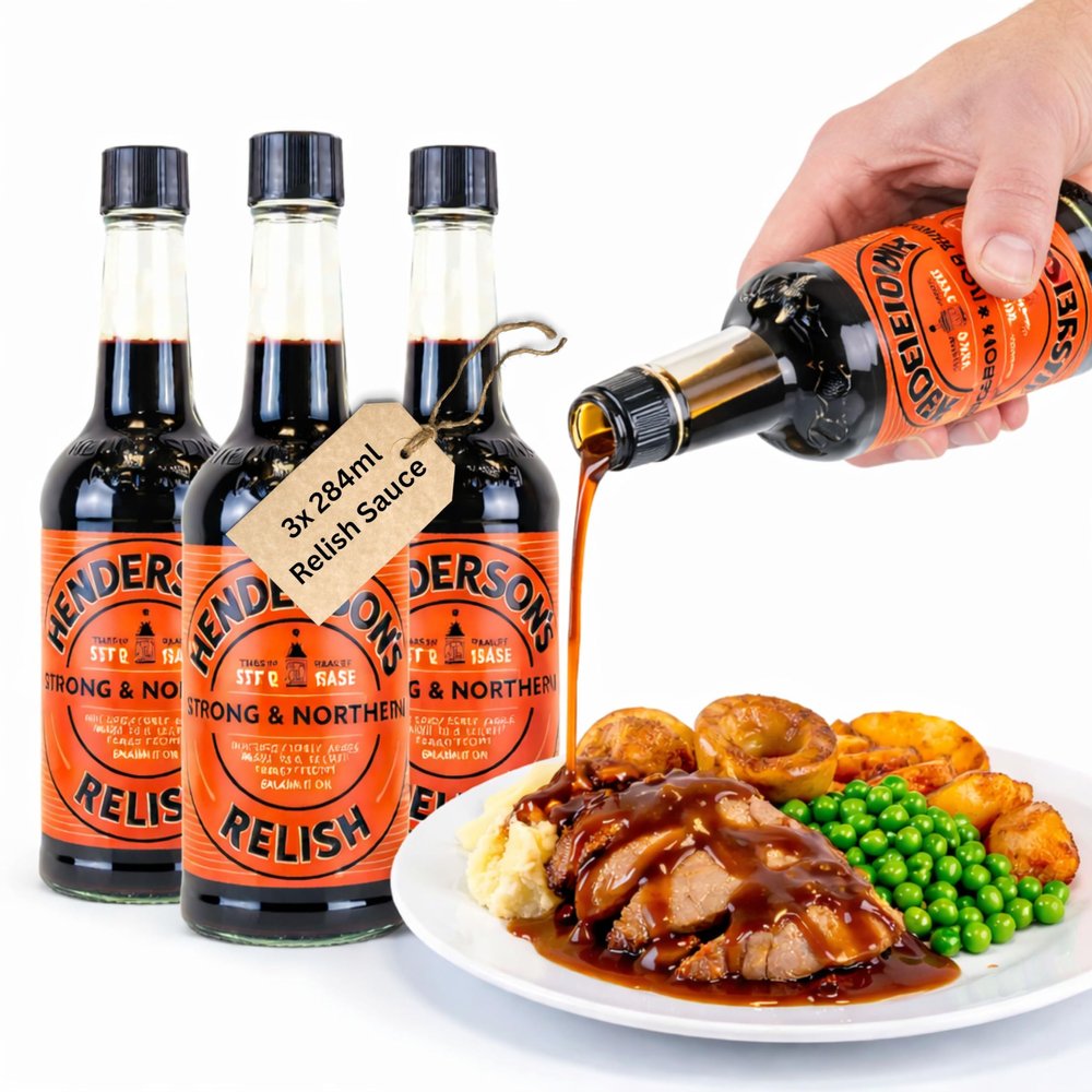 3x Hendersons relish sauce (3x284ml) - Yorkshire pudding and roast dinner relish sauce - Vegan & Gluten Free