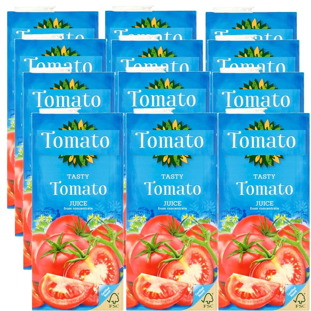 Tomato Juice from Concentrate 1 Litre Smooth & Rich Tomato Drink, Ready to Serve Beverage - snpr (12 x Pack)