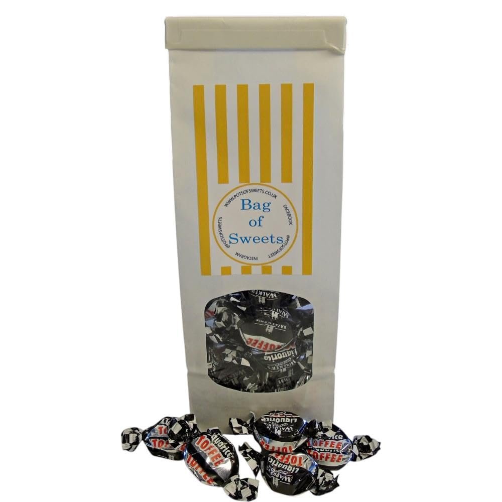 300g Tin Tied White Bag of Walkers Liquorice Toffee