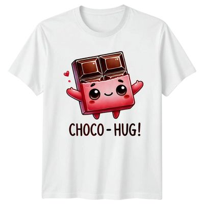 ChocOHug T-Shirt Kawaii Food Design Chocolate Bar Candy Sweets Valentines Day Gift for Him and Her L