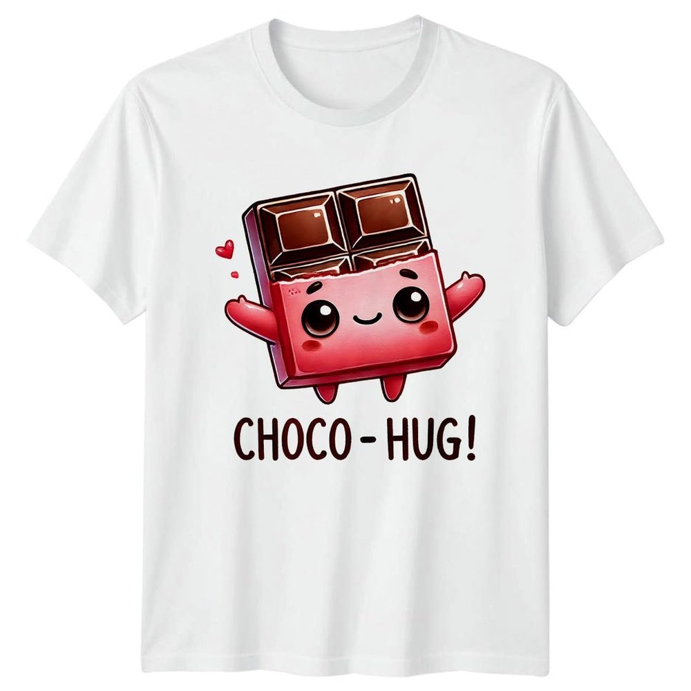 ChocOHug T-Shirt Kawaii Food Design Chocolate Bar Candy Sweets Valentines Day Gift for Him and Her L