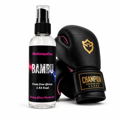 Antibacterial Boxing Glove Spray Odour Eliminator for Boxing, Kickboxing, MMA & Gym Gear Refreshing Sports Spray Fights Bacteria - Boxing Gifts - Watermelon 100ml - Bambu