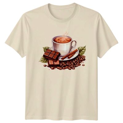 Sassy Souls Hot Cocoa Chocolate Coffee Beans Cinnamon Design T-Shirt Barista Hot Drink for Him and Her 2XL