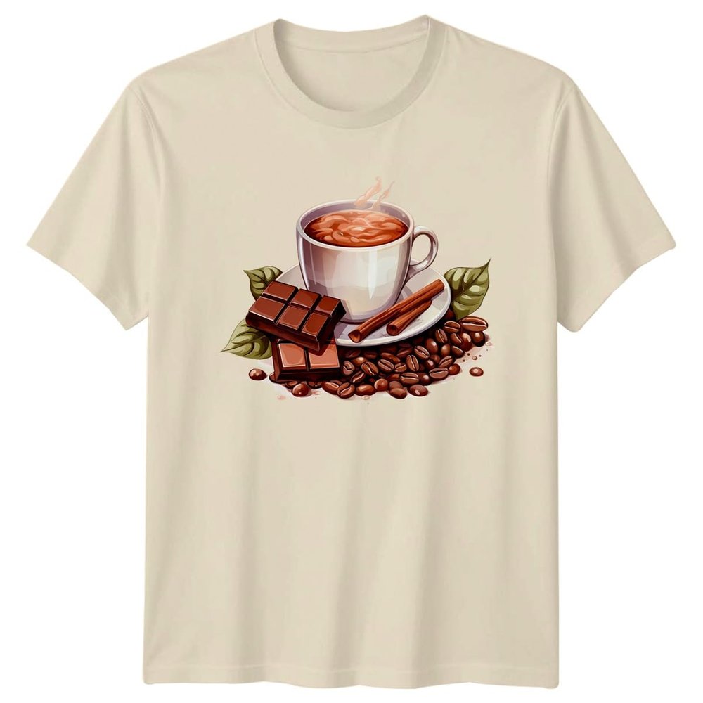 Sassy Souls Hot Cocoa Chocolate Coffee Beans Cinnamon Design T-Shirt Barista Hot Drink for Him and Her 2XL