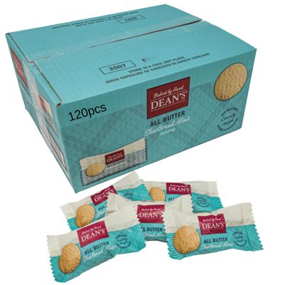 Deans All Butter Shortbread Mini Rounds 120 x10g Individually Wrapped Biscuits | Bulk Buy Pack for Hotels, B&Bs, Offices, Cafs, Tea & Coffee Breaks | Hand-Baked Buttery Cookies