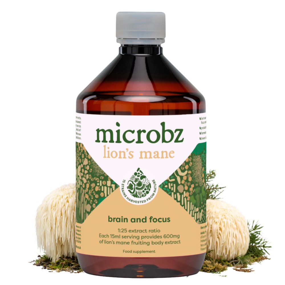 MICROBZ Lion's Mane Mushroom Liquid 25:1 Extract & Live Cultures, 31 Serv