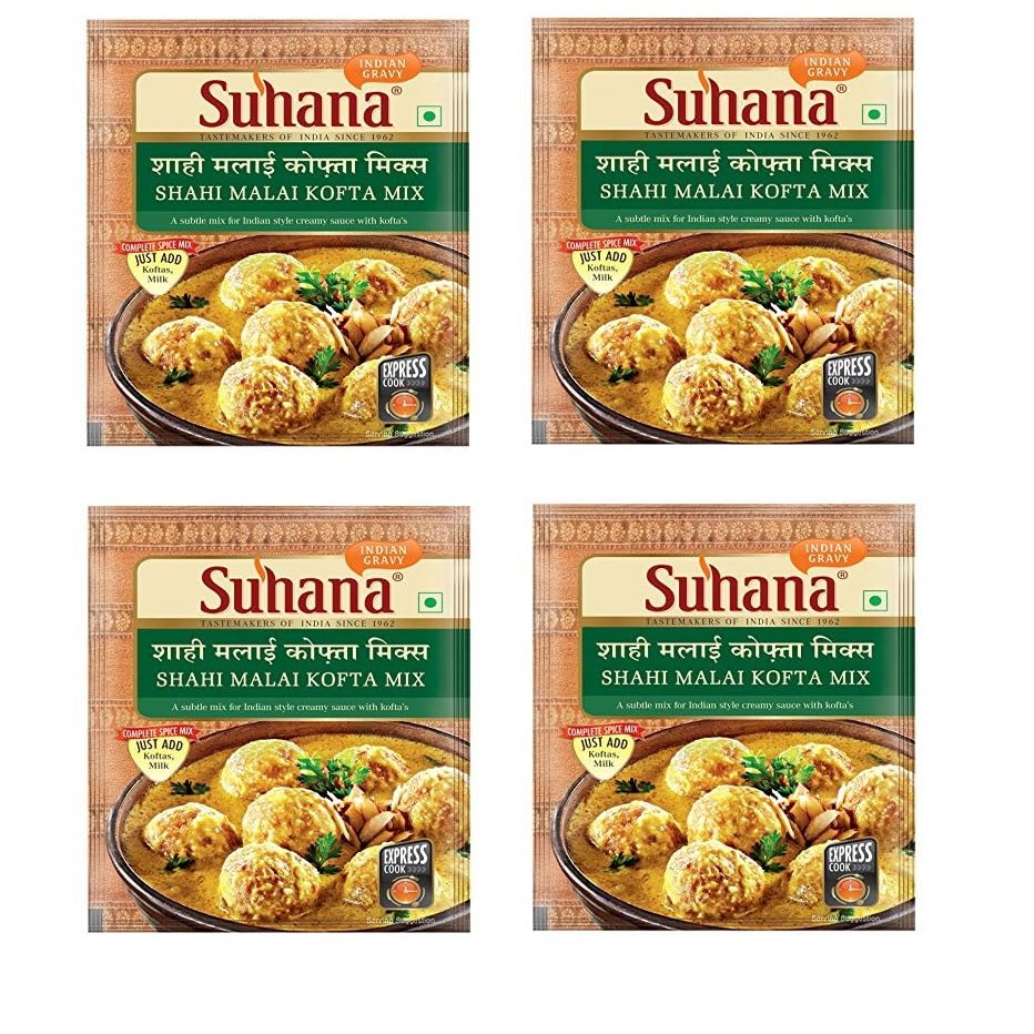 Suhana Ready to Cook Shahi Malai Kofta Mix 50g (Pack of 4) | Creamy Mughlai Curry Preparation Mix | Restaurant-Style Kofta Gravy