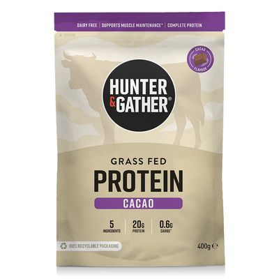 Hunter & Gather Cacao Grass Fed Beef Protein Powder 400g | 20g Protein per Serving | No Artificial Sweeteners or Fillers | Lean Muscle Growth | Dairy Free | Naturally Easy to Digest