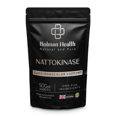 Nattokinase 500mg | 4000 FU per Capsule | 120 Capsules | Nattokinase Enzyme Supplement (from Soy) | Supports Circulation & Cardiovascular Function | Vegan HPMC Capsules | Non-GMO