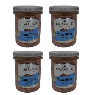 Riga Gold Tuna Fillets In Brine 180G Ready To Use Product Of Latvia Pack Of 4