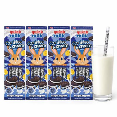 Quick Milk Magic Sipper Cookies & Cream 4 Pack 10 Per Pack (40 Total) | Magic Milk Flavouring | Vegetarian