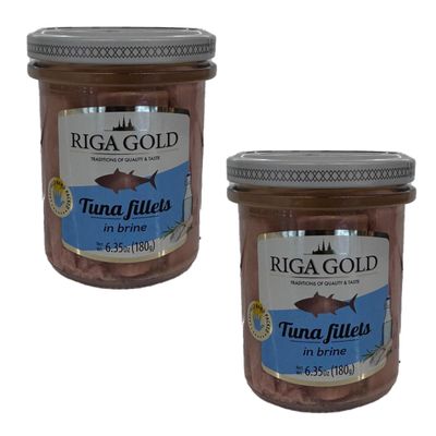 Riga Gold Tuna Fillets in Brine 180G Ready to Use Product of Latvia Pack of 2