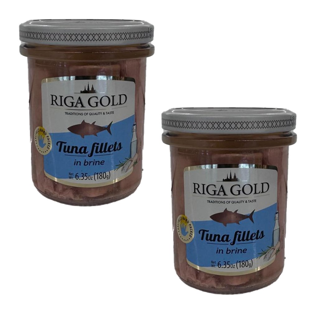 Riga Gold Tuna Fillets in Brine 180G Ready to Use Product of Latvia Pack of 2