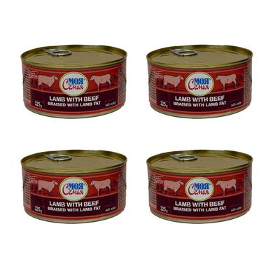 My Family Lamb With Beef 325G Braised With Lamb Fat With Water Canned Food Product Of Latvia Pack Of 4