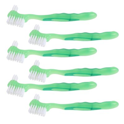 ZUNOXAZ 6pcs Dual-Ended Denture Brush for False Teeth Cleaning Soft Bristles Ergonomic Handle Denture Care Tool for Elderly Oral Hygiene