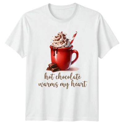 Sassy Souls Hot Chocolate Warms My Heart T-Shirt Winter Drink Cozy Beverage for Him and Her L