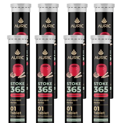 Auric STOKE365 Effervescent Tablets Training Support Drink Tabs. Raspberry Flavour 120 Servings