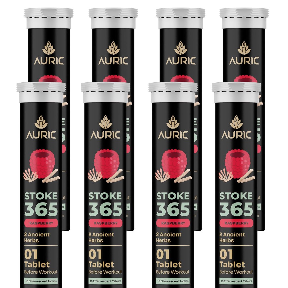 Auric STOKE365 Effervescent Tablets Training Support Drink Tabs. Raspberry Flavour 120 Servings