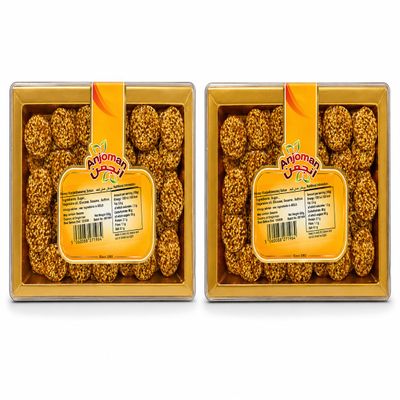 Anjoman Honey Sesame Sohan 2 x 500g Crunchy Honey Sesame Brittle Traditional Thin Toffee Candy Value Multipack for Sharing