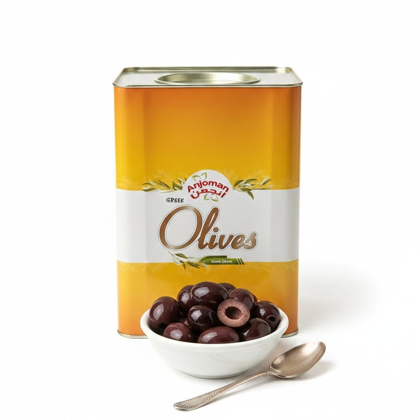 Anjoman Jumbo Kalamata Olives 18kg Whole Kalamata Olives in Brine Catering & Foodservice Bulk Tin
