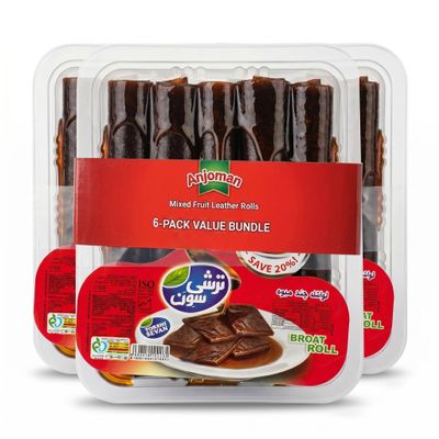 Anjoman Fruit Leather Rolls Mixed Fruit Lavashak Tangy Chewy Snack Value Multipack Pack of 6