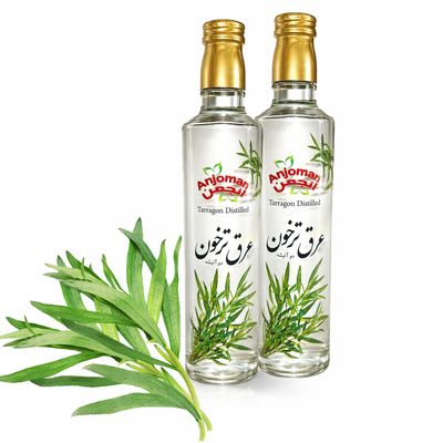 Anjoman Tarragon Water 2 x 500ml (1000ml Total) Premium Distilled Tarragon Herbal Water Natural Aromatic Distillate for Cooking, Gourmet Beverages & Traditional Culinary Use 2-Pack Value Case