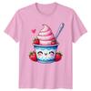 Sweet Strawberry Ice Cream Love T-Shirt Strawberry Frozen Yogurt Kawaii Dessert Food Birthday Gift for Him and Her L view 1