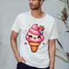 Cute Kawaii Ice Cream Cone with Sprinkles and Strawberry T-Shirt Kawaii Food Dessert Sweet Lover Birthday Gift for Him and Her 3XL view 2