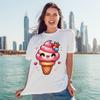 Cute Kawaii Ice Cream Cone with Sprinkles and Strawberry T-Shirt Kawaii Food Dessert Sweet Lover Birthday Gift for Him and Her 3XL view 3