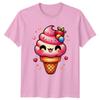 Cute Kawaii Ice Cream Cone with Sprinkles and Strawberry T-Shirt Kawaii Food Dessert Sweet Lover Birthday Gift for Him and Her S view 1