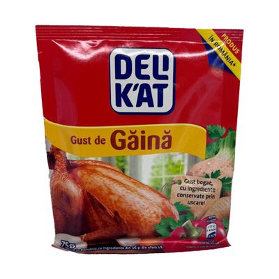 Delikat Gaina Seasoning 75g Chicken Flavor Spice Mix for Soups & Curries Product of Moldova Pack of 1